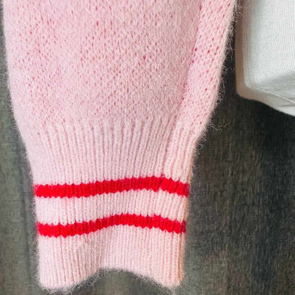 Celebrity Pink Heart Pattern Cardigan - Pink and Red - Picture 6 of 10